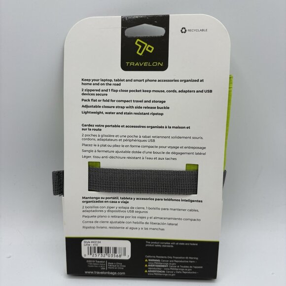 Travelon Tech Accessory Organizer Charcoal - 43134-530, Charcoal - Picture 2 of 3